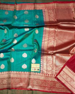 Pure Banarasi Tussar Silk Saree with blouse Teal Green