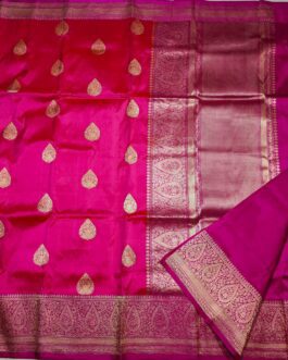 Hand Woven Pure Katan Silk Banarasi Saree with blouse Rani Pink