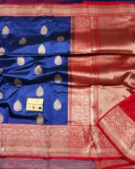 Hand Woven Pure Katan Silk Banarasi Saree with blouse Blue