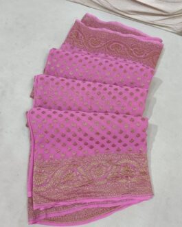 Banarasi Handloom Khaddi Pure Georgette SIlk Saree with blouse Baby Pink