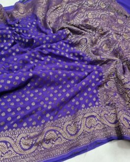 Banarasi Handloom Khaddi Pure Georgette SIlk Saree with blouse Mauve