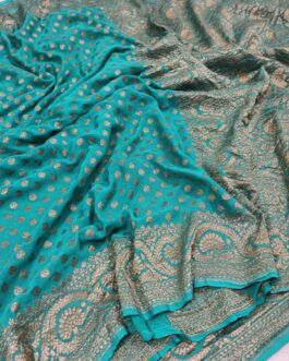 Banarasi Handloom Khaddi Pure Georgette SIlk Saree with blouse Sky Blue