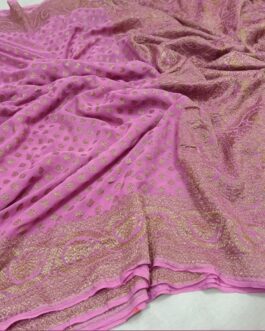 Banarasi Handloom Khaddi Pure Georgette SIlk Saree with blouse Baby Pink