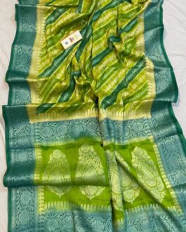 Lahariya Banarasi Khaddi Georgette Pure Silk with blouse | Multi Green