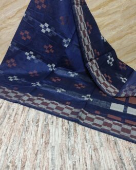 Banarasi Cotton Soft Silk Saree with Blouse | Dark Blue