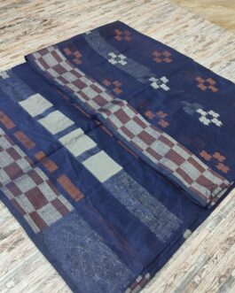 Banarasi Cotton Soft Silk Saree with Blouse | Dark Blue