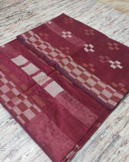 Banarasi Cotton Soft Silk Saree with Blouse | Maroon Color