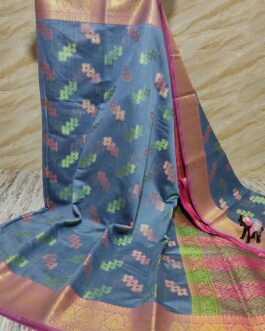 Banarasi Cotton Soft Silk Saree with Blouse | Smoke Grey