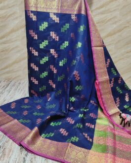 Banarasi Cotton Soft Silk Saree with Blouse | Blue