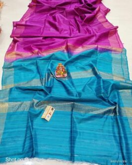 Pure Tussar Ghitcha SIlk Saree with Blouse | Purple Color