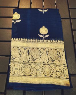 Banarasi Semi Kora Organza Silk Saree with Blouse | Carbon Blue